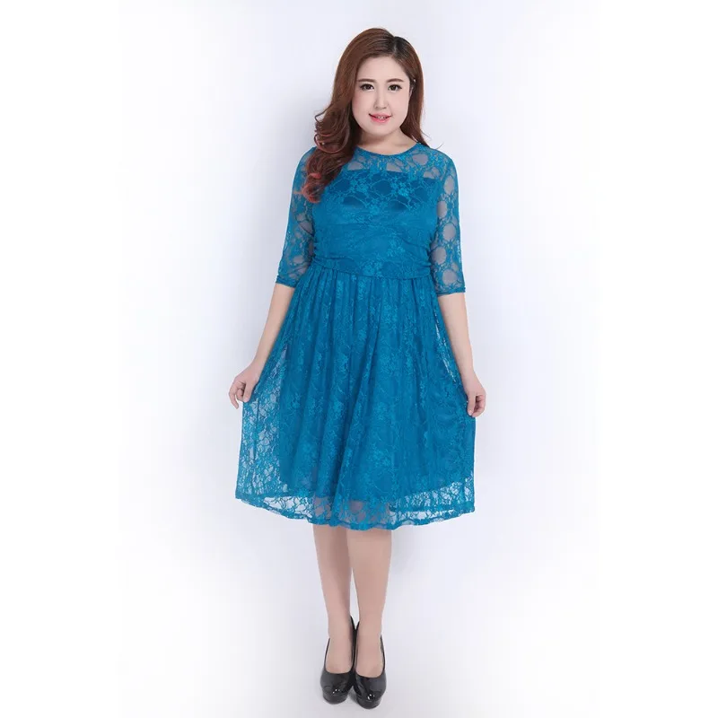 Elegant Dress with Five Quarter Sleeves Lace Dress