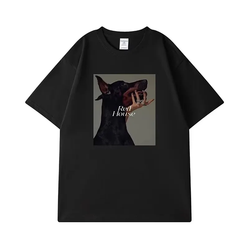 

New spoof fun animal pattern print short sleeve men's oversized cotton T-shirt summer casual crew neck top men's clothing