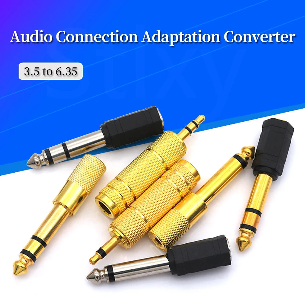 20/10/2Pcs 6.5mm male to 3.5mm Audio Stereo/mono Jack Female To 2 RCA Male Audio Jack Connector Adapter Converter Speaker