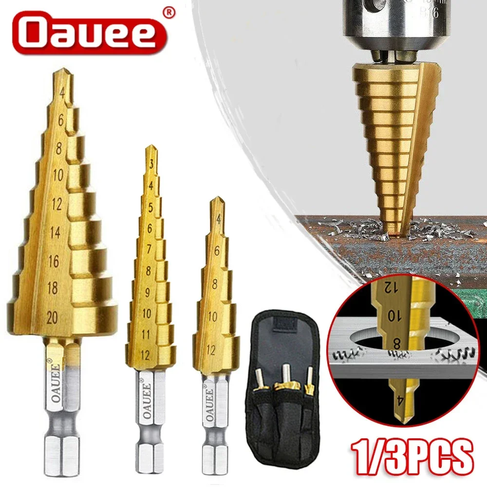 1/3 sztuk 3-12mm 4-12mm 4-20mm HSS prosto rowek zestaw wierteł stopniowych pokryte tytanem, drewno, Metal, Hole Cutter zestaw wierteł