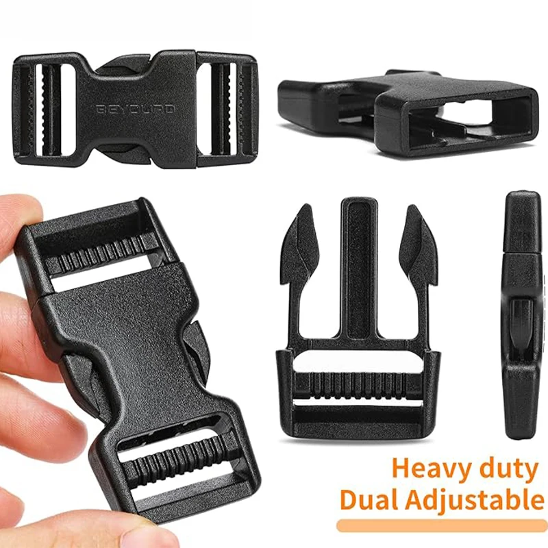 Plastic Dual Adjustable Side Release Buckles Plastic Tri-Glides Slider Adjustable Buckl Backpack Belt Bag Parts Strap Webbing