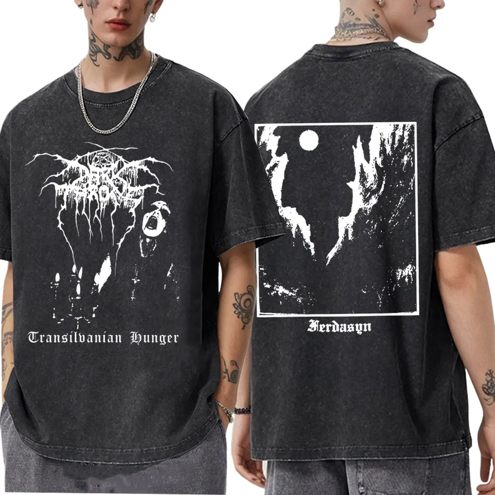 Darkthrone Transilvanian Hunger Washed Vintage T-shirt Men Women Death Black Metal Rock Band T-shirt Men's Gothic Punk T Shirts