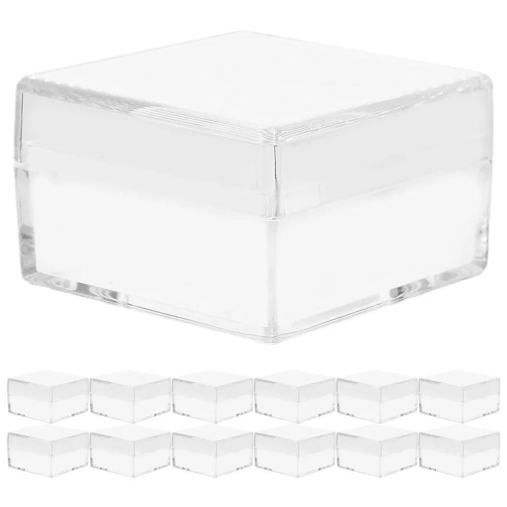 30Pcs Transparent Square Storage Box Clear Acrylic Display Case Mini Plastic Organizer for Collectibles Specimens Gems Small