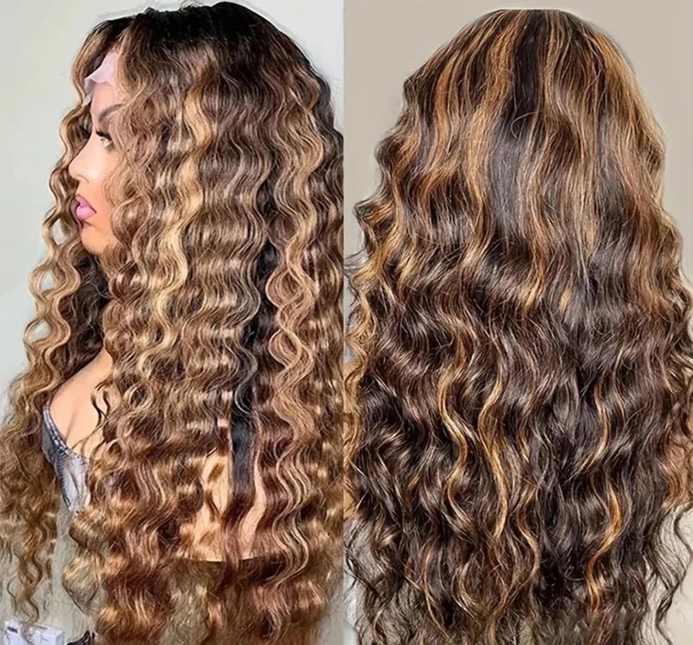 

30 40 Inch Curly Highlight Wig Human Hair Honey Blonde 13x4 Lace Front Deep Wave 13x6 Hd Lace Frontal Wig Brazilian For Women