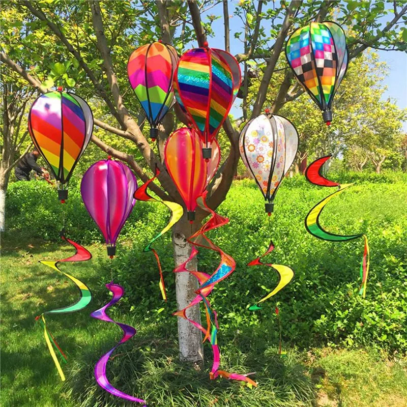 Garden Spring Hot Air Balloon Pendant Rotating Windmill Hanging Decoration