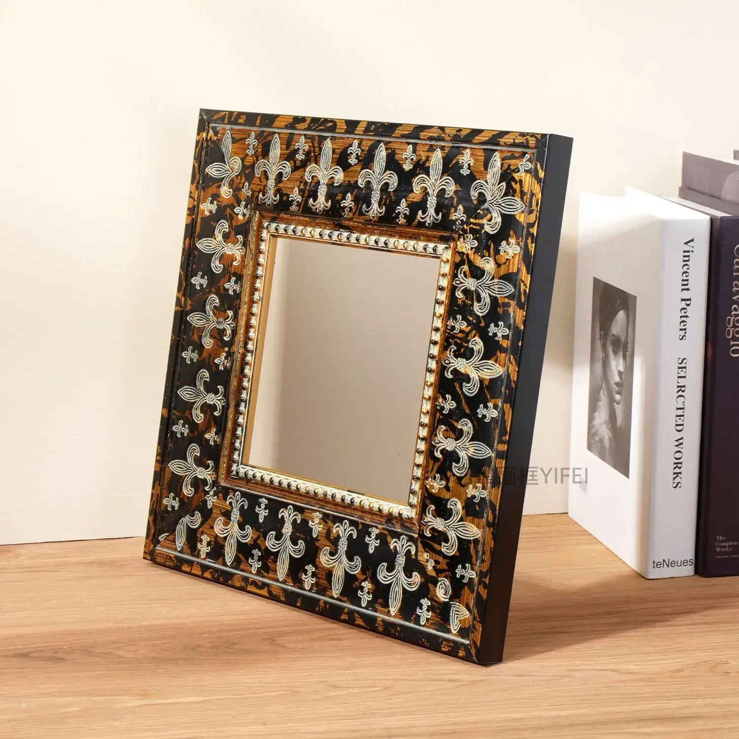 European dark oil painting wooden frame mounted wooden self-installed photo frame