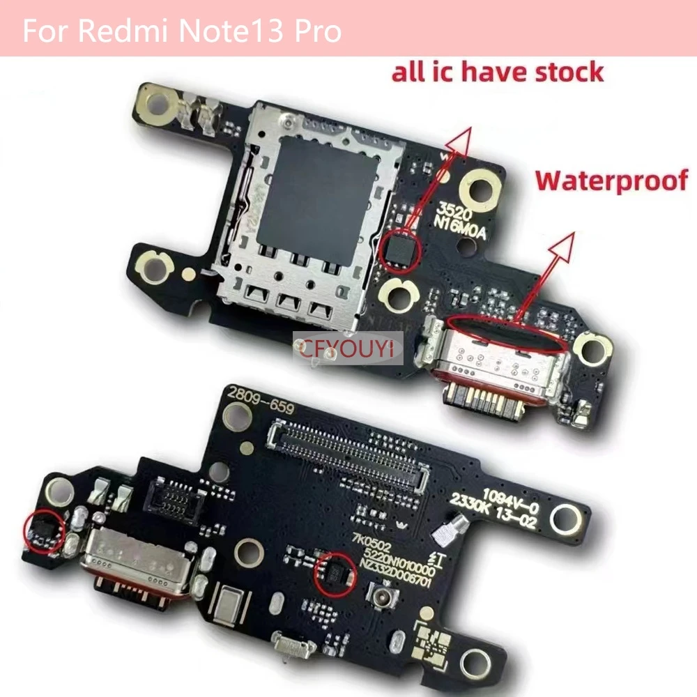 

5PCS Dock Connector Charger Board USB Charging Port Flex Cable Replacement Part For Xiaomi Redmi Note 13 PRO Charging Port Board