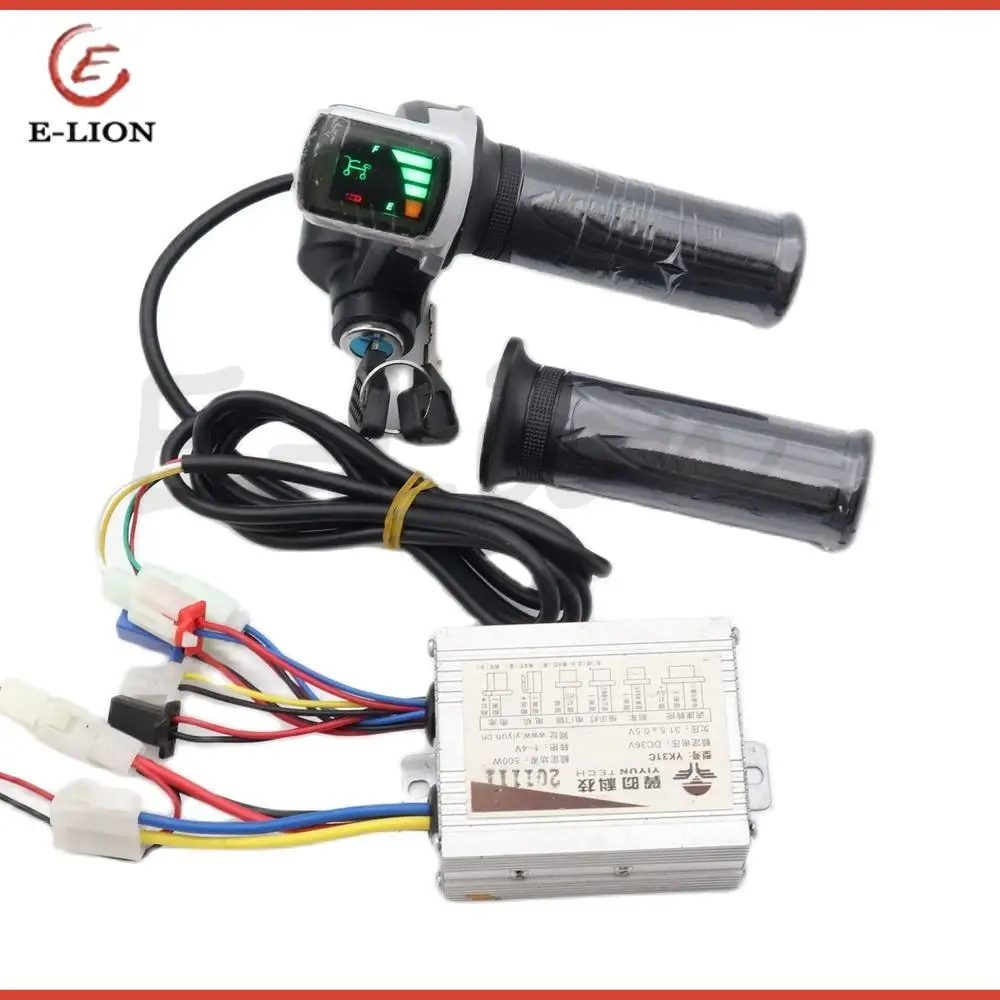 1x Electric Bike 24-48V 250W-1000W Brushed Controller Throttle Grip Set for Scooter EBike Motor 1 Pair Twist Handlebar