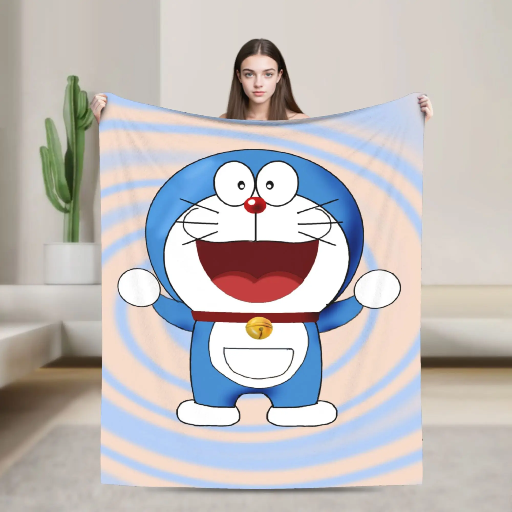 D-Doraemons Anime Cat Fleece Throw Blankets Cartoon Blanket for Home Office Lightweight Quilt