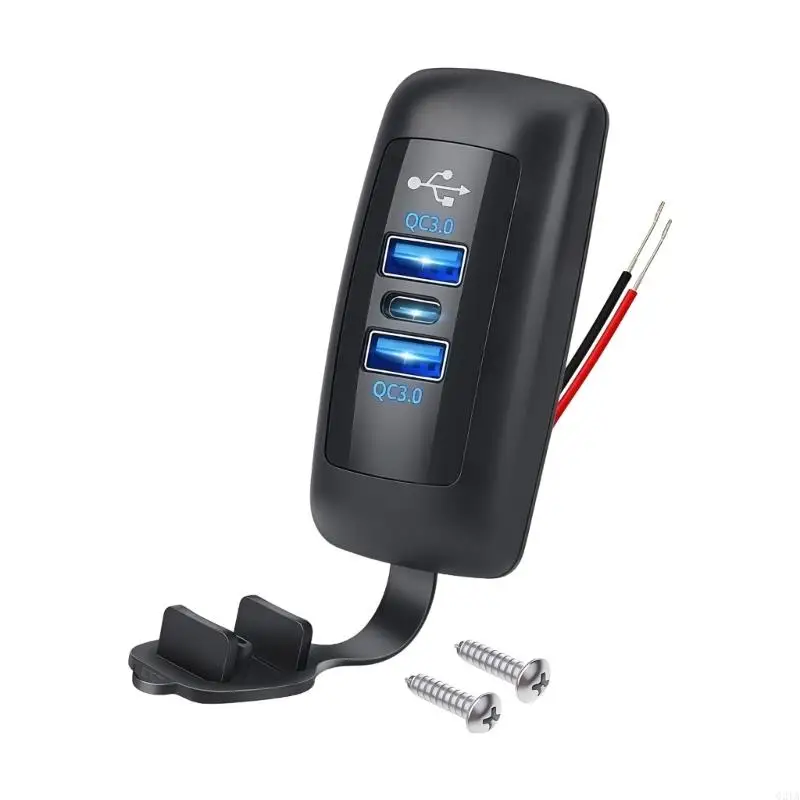 3 Port Car Chargers With Double QC3 0 18W And PD3 0 30W For RVs Truck Boat Easy Installation Dustproof Cover
