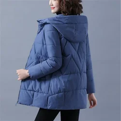 Losse katoenen jas met capuchon voor dames Nieuwe winter warme parka's Vrouwelijke dikker uitloper gewatteerde parka overjas Casual rits lange jas