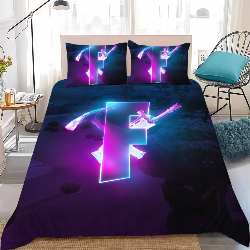 F-Fortnite Game Duvet Cover Set Home Style Bedding Soft Laundry Cotton Bed 3 Piece Set Student Dormitory Gift view 3