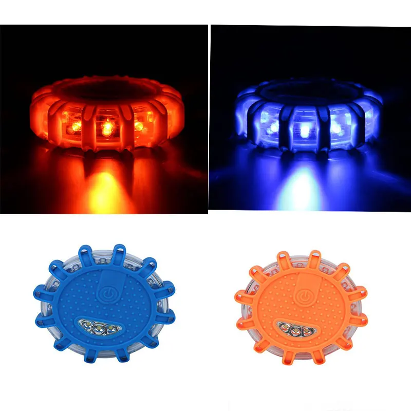 Emergency Traffic Safety Road Flare Flashing Warning Alarming Light 9 Modes 12 LED Magnetic Base Disc Beacon For Car Truck Boat