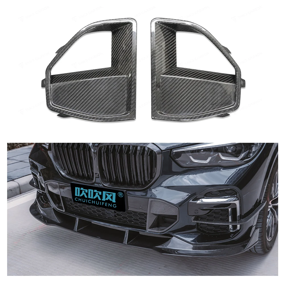 For BMW X5 G05 2022-2024 Real Dry Carbon Fiber Fibre Body Kit Front Bumper Air Vent Fit Fender Side Vent Trim