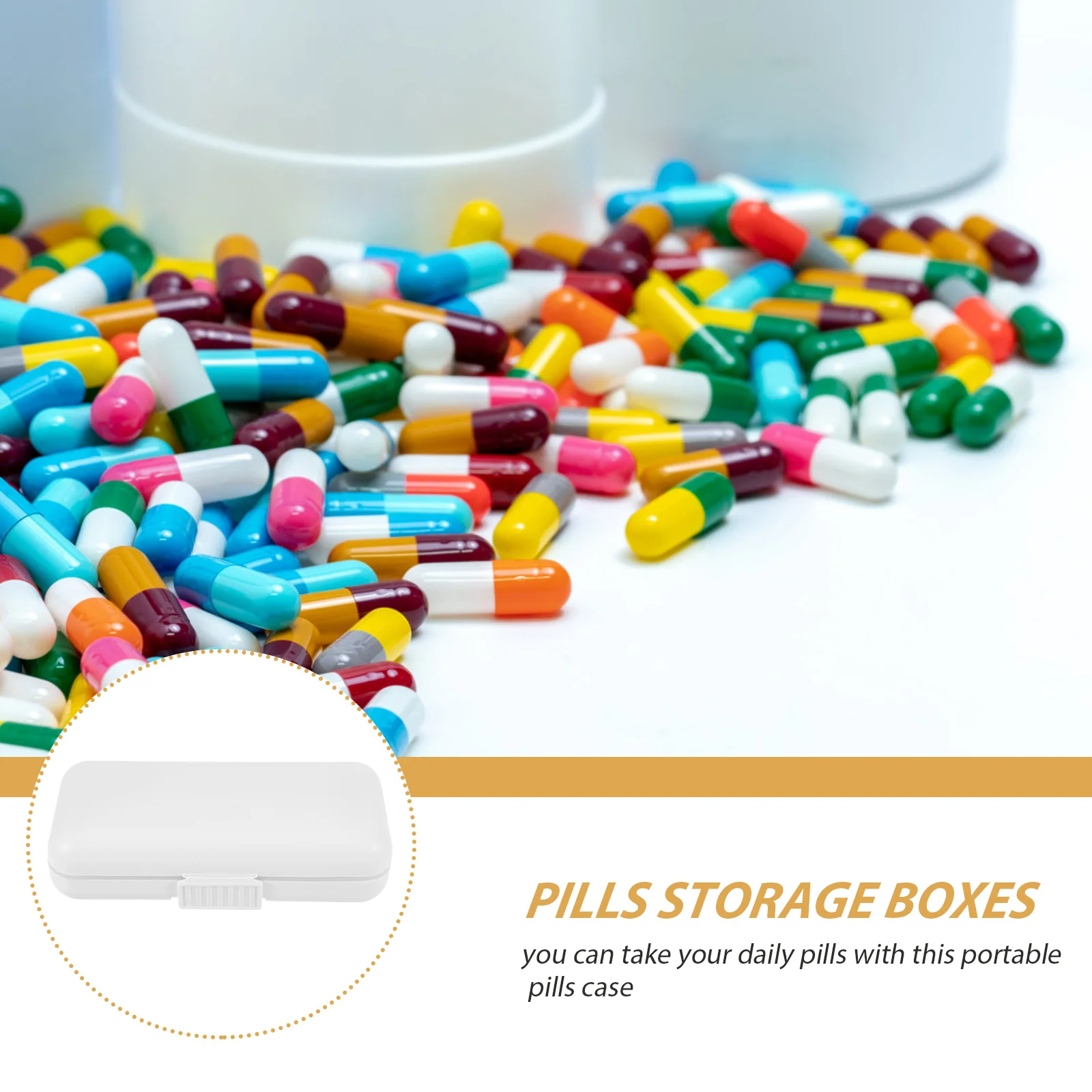 

Portable Pill Box Medication Dispenser Organizer Holder Storage Travel Pills White Daily Case Container