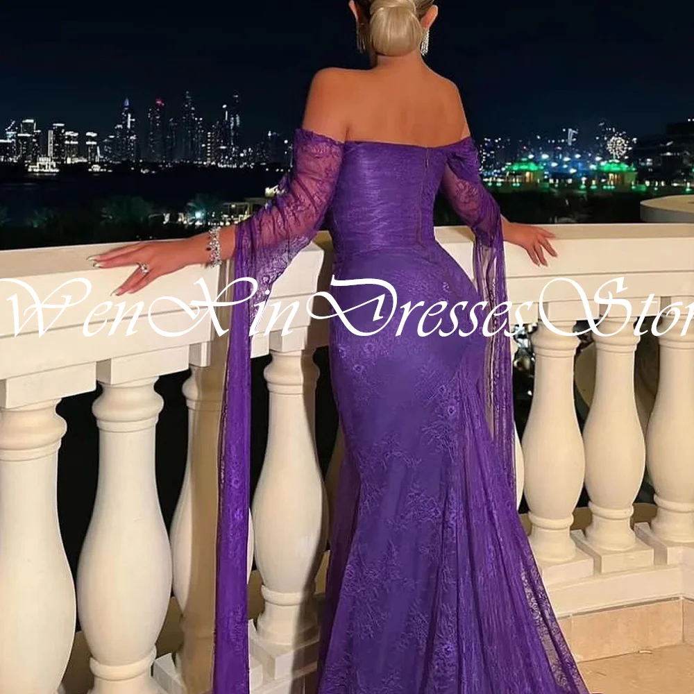 Plus Size Dresses For Occasions Zipper Back Ribbons Solid Color Sweep Train Off The Shoulder Lace Sweetheart MermaidQuinceanera