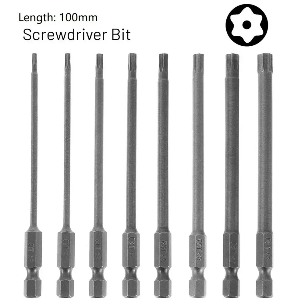 

1PC Magnetic Torx Screwdriver Bits 100mm Security Drill Bits Flat Head Screwdriver Long T8/T10/T15/T20/T25/T27/T30/T40