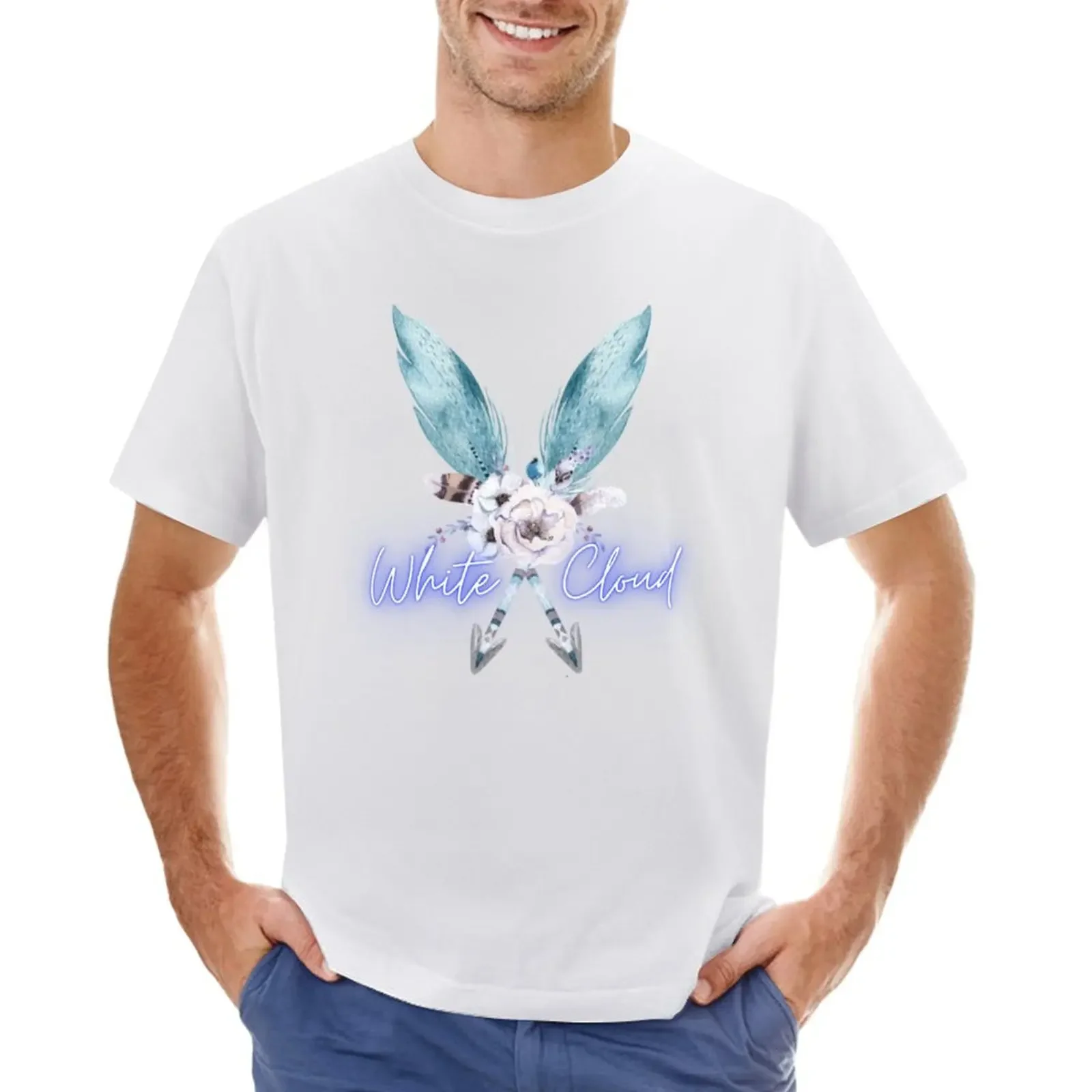 White Cloud Feather Arrow T-shirt boys whites for a boy fruit of the loom mens t shirts