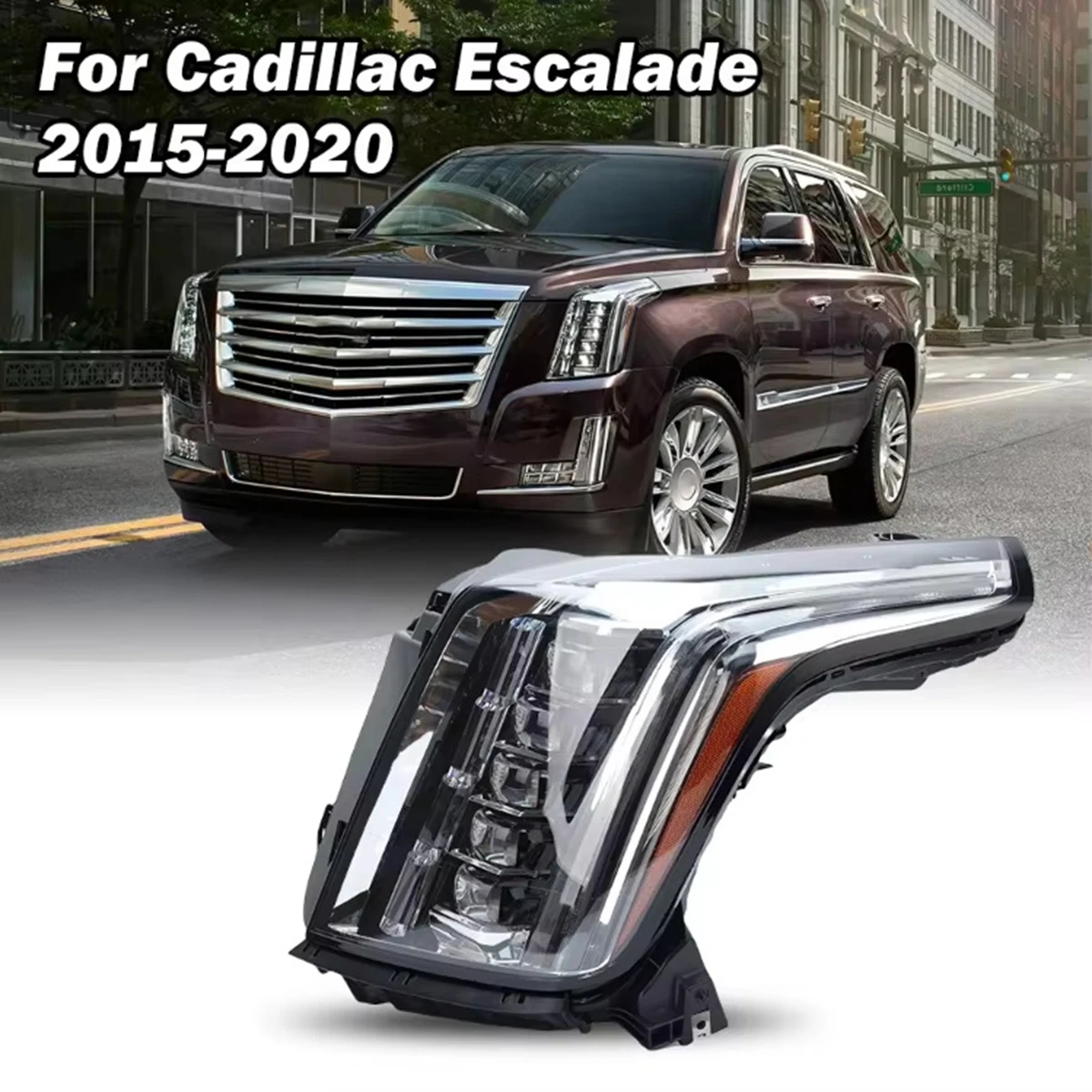 Подходит для светодиодных фар Cadillac Escalade 2015-2020, 5 линз белого/теплого белого цвета 600.