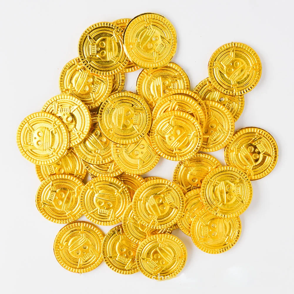 100/200/300/500 Stuks Plastic Piraat Gouden Munt Kids Verjaardagsfeestje Decoratie Nep Gouden Schat feestartikelen Gift Kids Favor
