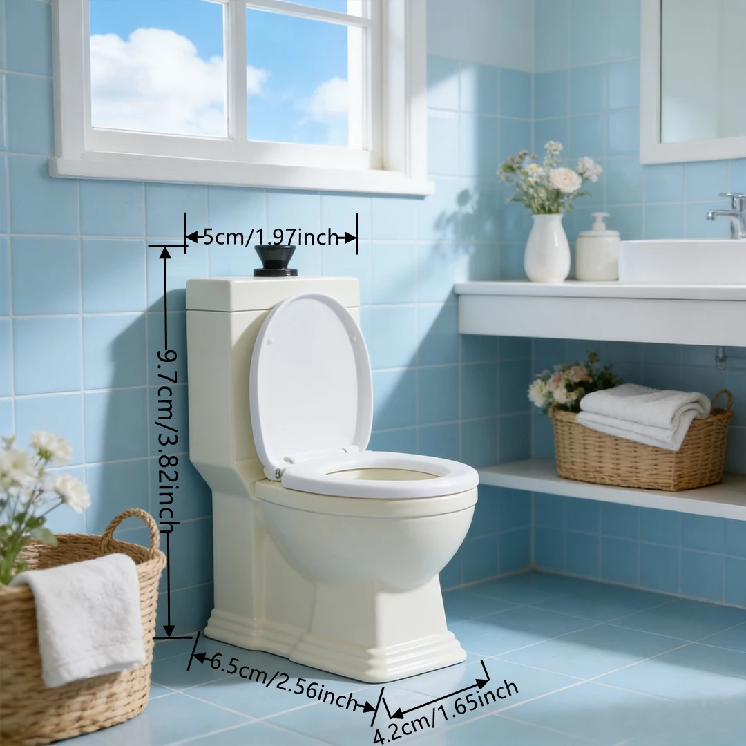 Mini Toilet, Dollhouse Furniture, Miniature Classic Bathroom Toilet, Bath Decor Dollhouse Accessories (White) view 5