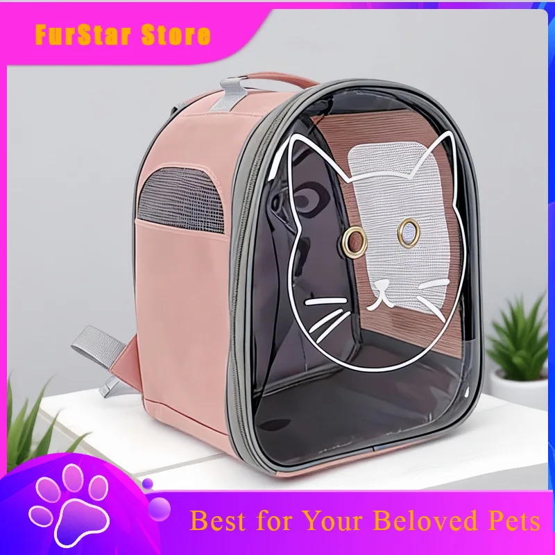 FurStarPortable Storage Cat Carriers Backpack Multifunctional Fashion Outdoors Cat Carriers Bag PVC Home 고양이 가방 MH40MB
