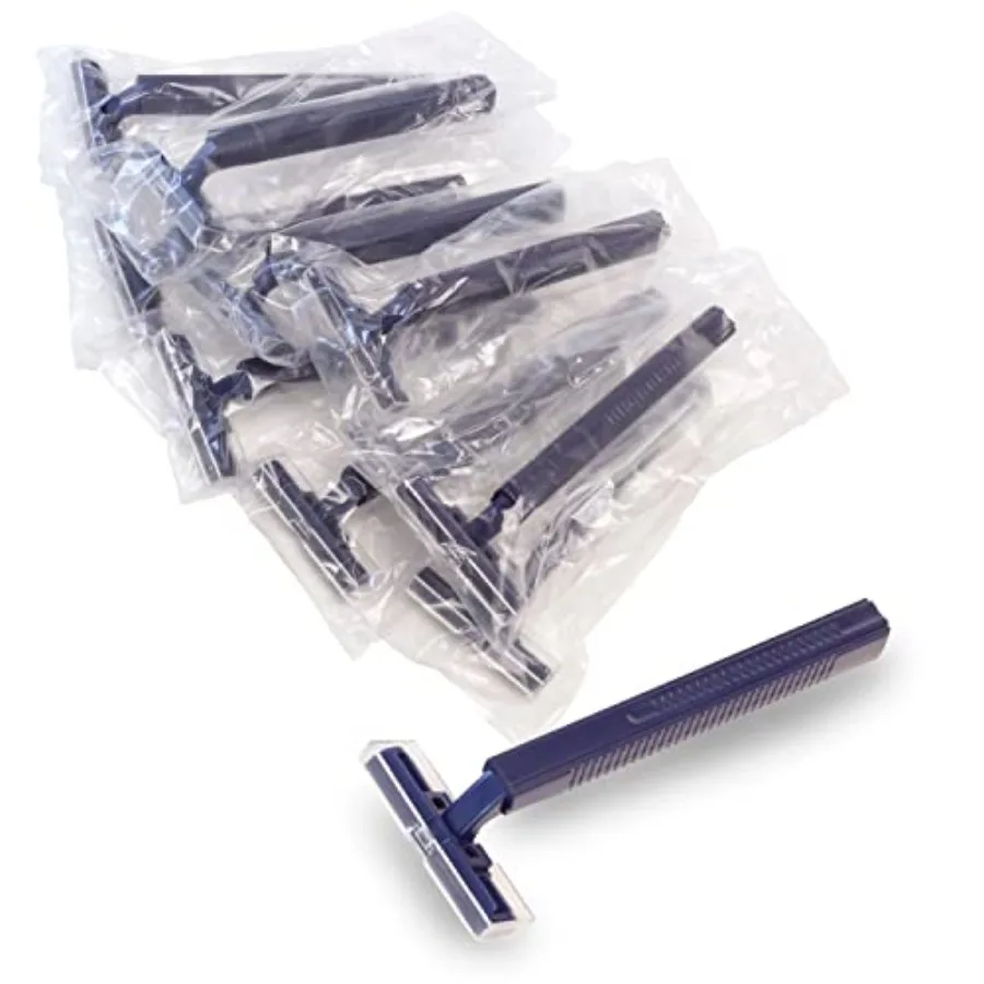 Freshscent 144 Pack Individually Wrapped Twin Blade Razors with Clear Safety Cap Disposable for Daily Use Bulk Packed in Case f