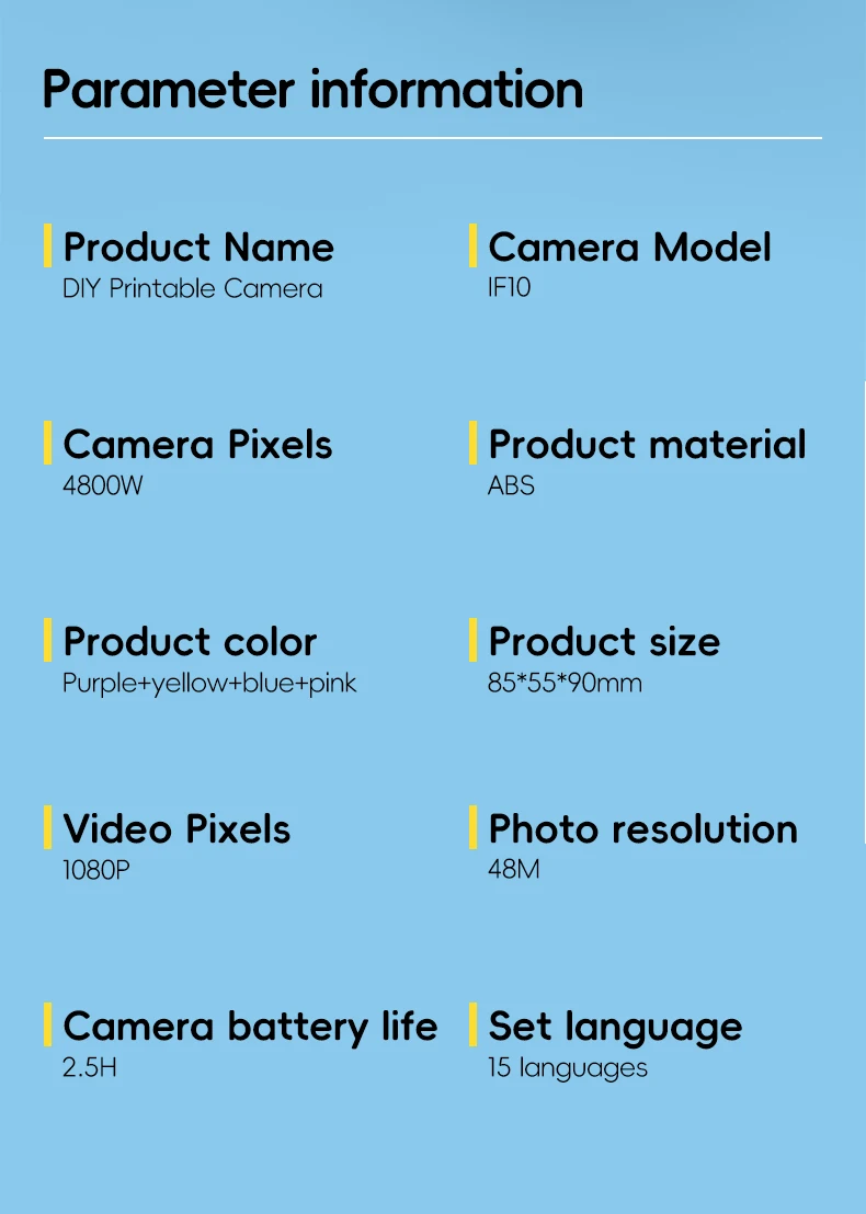 DIY Instant Print Kamera 48MP Kleinkind Kamera Instantanea 1080P HD Kinder Kamera Alter 3-12 Spielzeug Kameras Weihnachtsgeschenke für Kinder – Detail 13