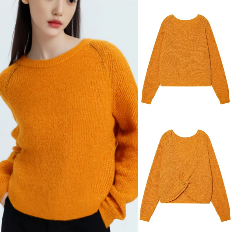 

Высококачественный трикотаж осень/зима 2025 г. Модный элегантный дизайнерский свитер с бантом на спине Премиум-качество Зимний модный трикотаж