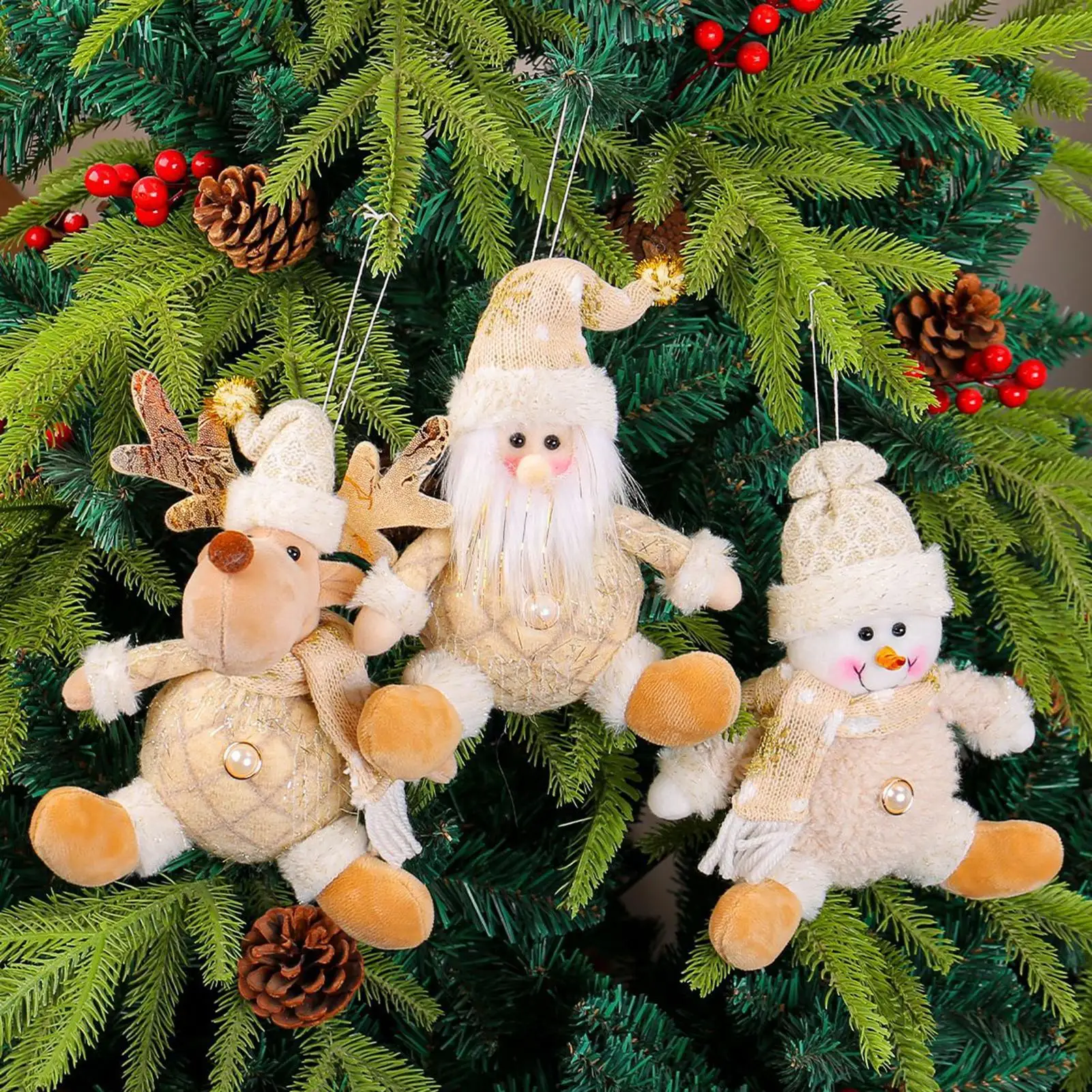 Christmas Plush Ornaments Cute Santa Pendant Decor for Tree Christmas Figurine Ornament Multi-Functional Home Accent for Parties