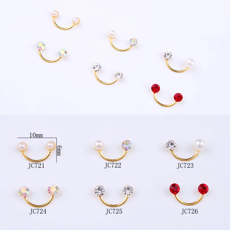 Alloy Jewelry Frame Twist Metal Ring Hollow Rhinestone Nail Charms Heart Shaped Gold Silver 3Dparts Art Decoration Accessories