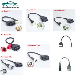 Motorcycle OBD2 Connector For YAMAHA/SUZUKI/Kawasaki/HONDA/Delphi/Ducati 3pin 4pin 6pin Adaptor 3 4 6 PIN OBD 2 Extension Cable