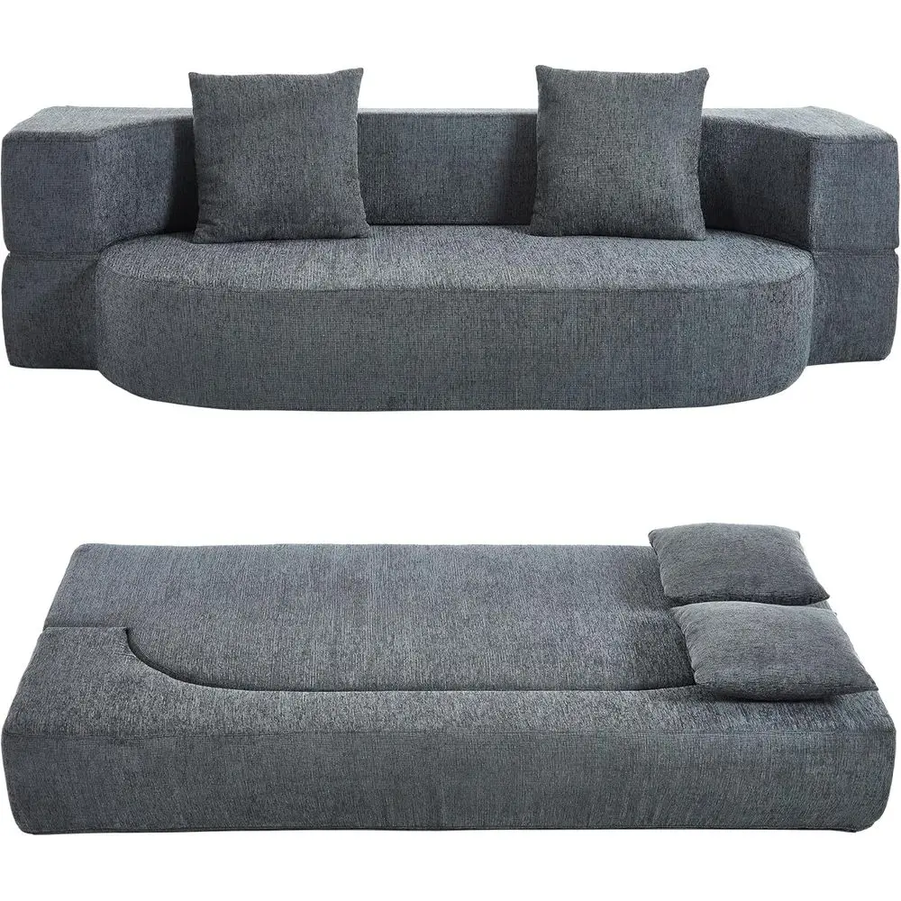 olding Soa ed, Convertile uton Sleeper ed, 2-in-1 oldale loor Mattrwith 2 Pillows, reathale High-Density oam Lazy Couch, Twin Si