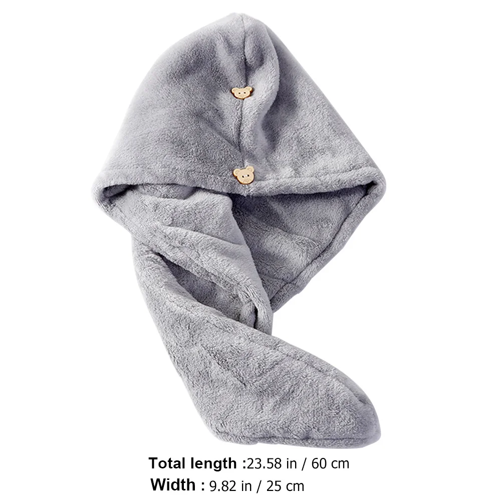 2 قطعة التفاف الشعر العملي زر تصميم منشفة التجفيف السريع للشعر الرطب المرجان الصوف غطاء الاستحمام رئيس التفاف منشفة