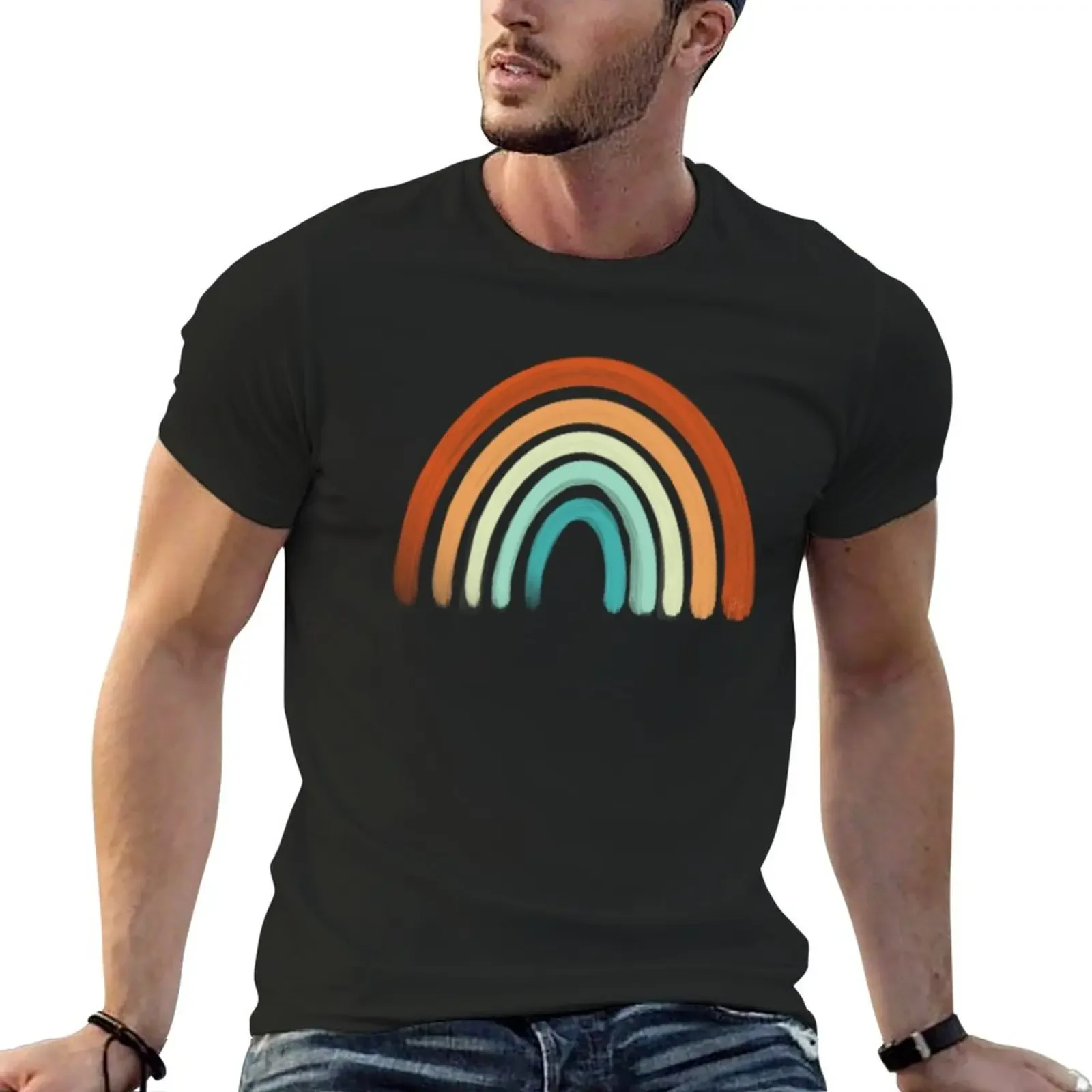 

New Aesthetic Rainbow T-Shirt sweat shirts Oversized t-shirt plain t-shirt Aesthetic clothing plain t shirts men