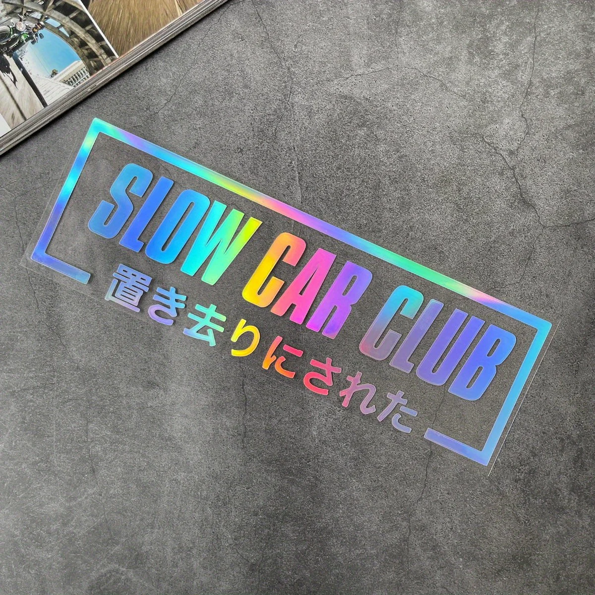 Picture 7: 1pc 2D Flat Slow Car Club Waterproof PVC Sticker, Humorous Design for Rear Windshield and Bumper, Easy Apply and Remove