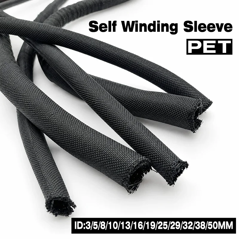 Cable Sleeve Self Closing PET Braided Expandable ID 3-50mm Auto Line Management Flexible Loom Split Pipe Tube Wire Wrap Protect
