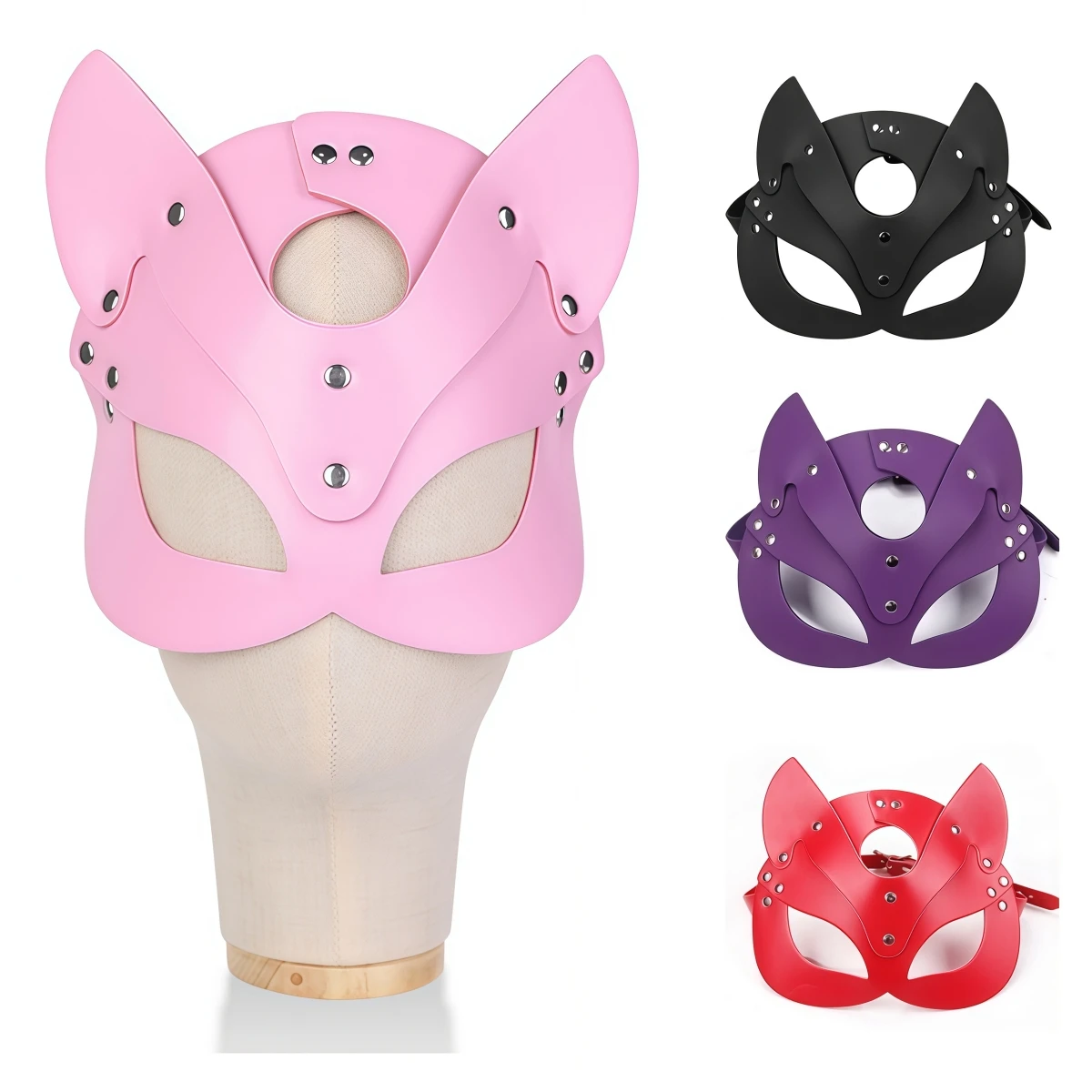 النساء نصف الوجه القط تأثيري أقنعة بو الجلود قناع عين حفلة الهالوين مثير الكبار لوازم زوجين ألعاب كامل رئيس هود قناع #2