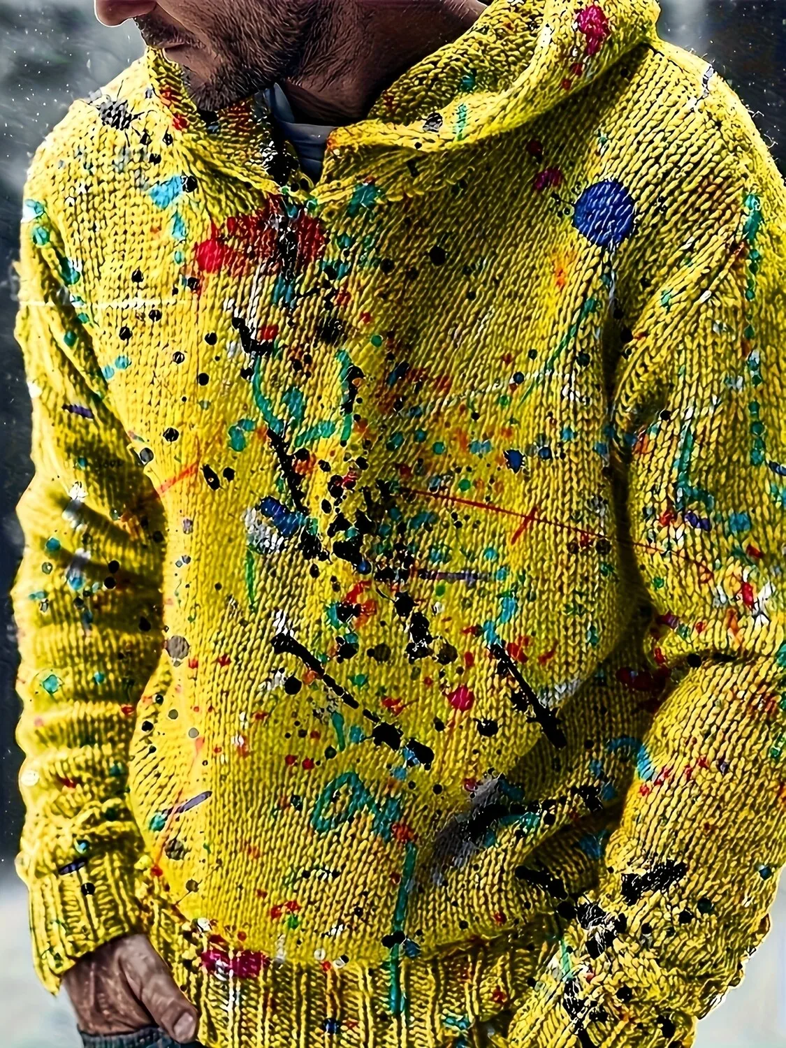 Sweat-shirt à capuche pour hommes, imprimé artistique jaune, décontracté, pour jeunes, automne et hiver, style streetwear décontracté