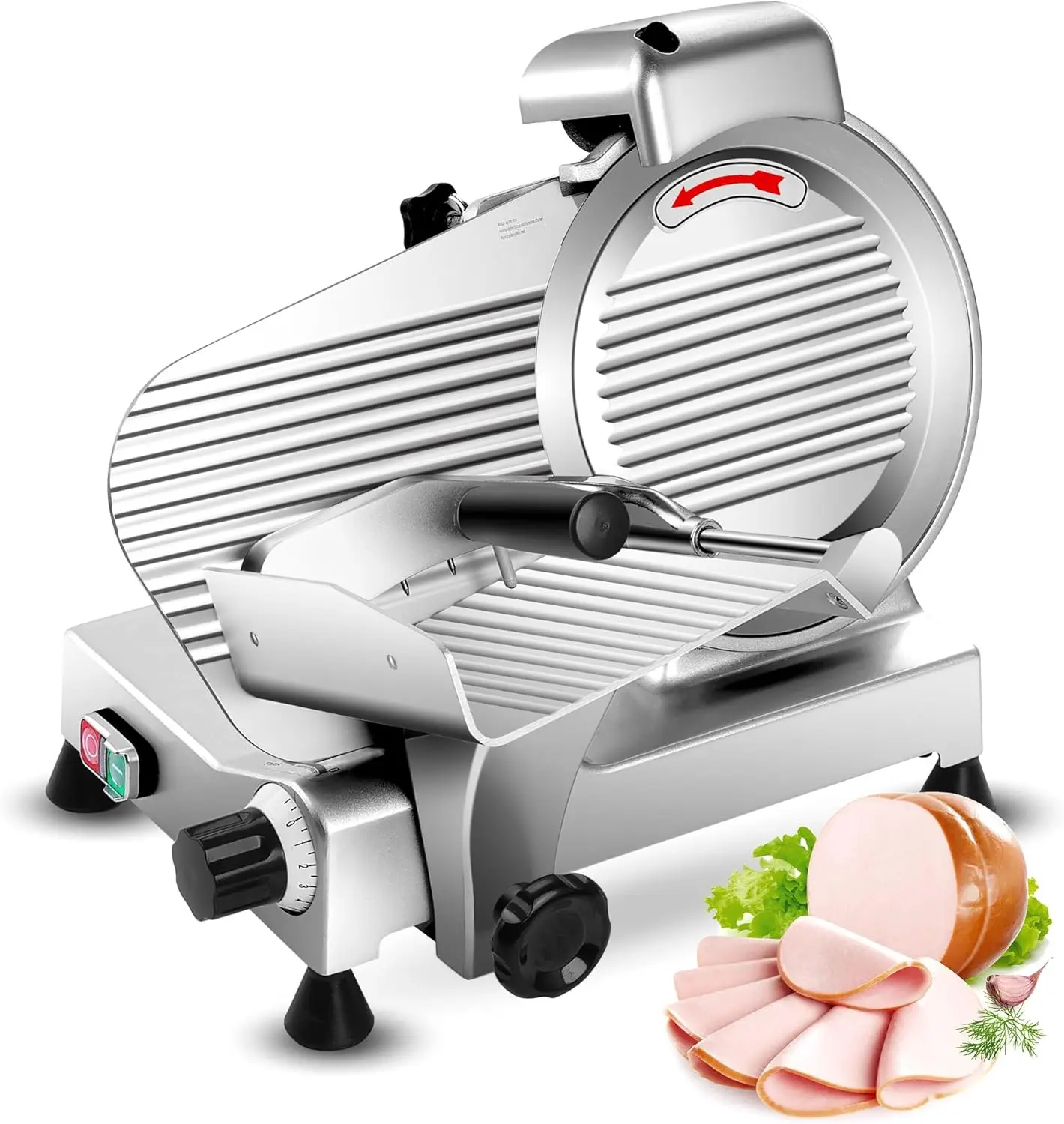 10 inch Commercial Meat Slicer, 240W Frozen Meat Cheese Deli Slicer, Chromium-plated Steel Blade Semi