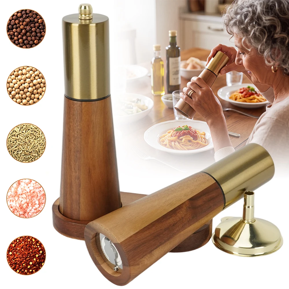 2-teiliges manuelles Pfeffermühlen-Set, Keramikmühle, Gewürzmühlen-Set für Zuhause, Küche, Restaurant, Camping