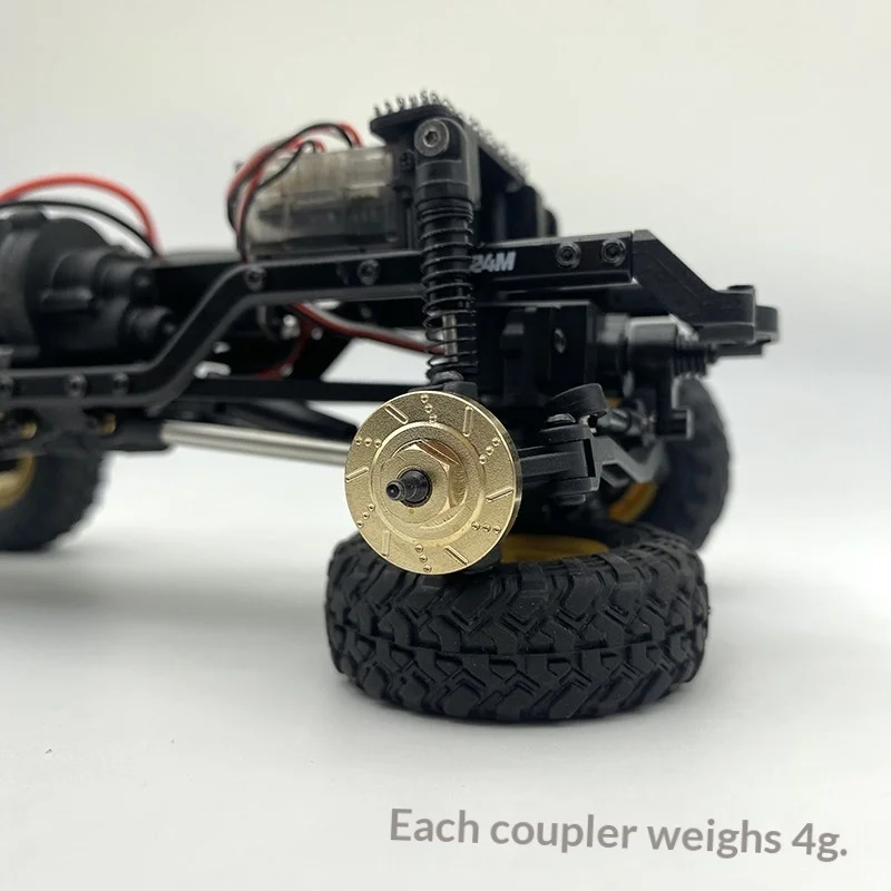 FMS FCX24M Camel Trophy Tacoma Brass Wheel Hex Adapter 7mm 4Pcs Upgrade Parts Set for RC Crawler Aluminum Accessories