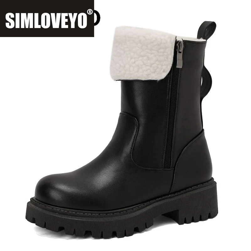 

SIMLOVEYO Брендовые женские ботильоны с круглым носком на блочном каблуке 4,5 см, платформа 3 см, молния, большие размеры 41 42 43 Классическая повседневная обувь для девочек