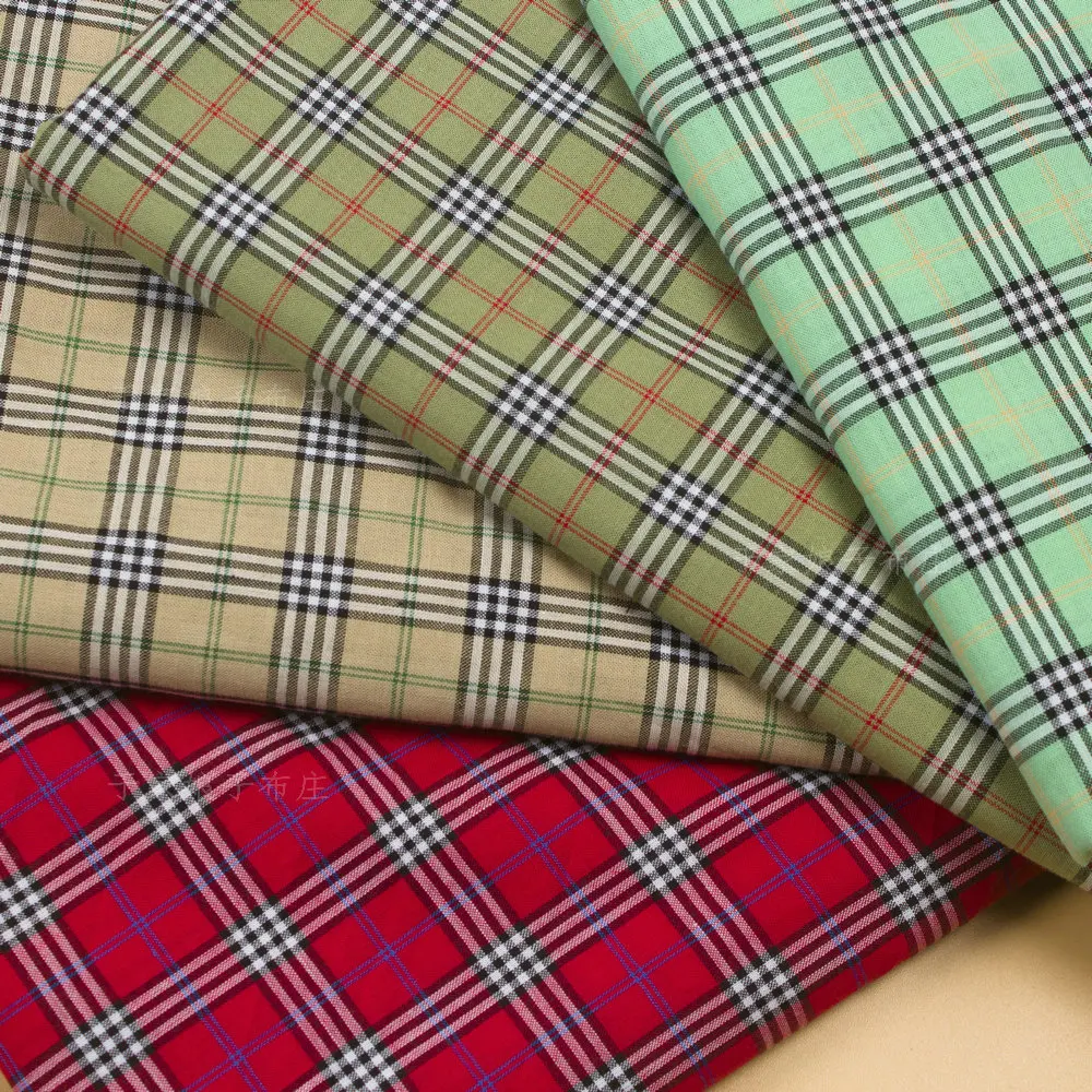 Plaid Fabric Cotton By The Meter for Clothes Shirts Dresses Diy Sewing Summer Thin Cloth Textile Blue Yarn-dyed Red Soft Yellow