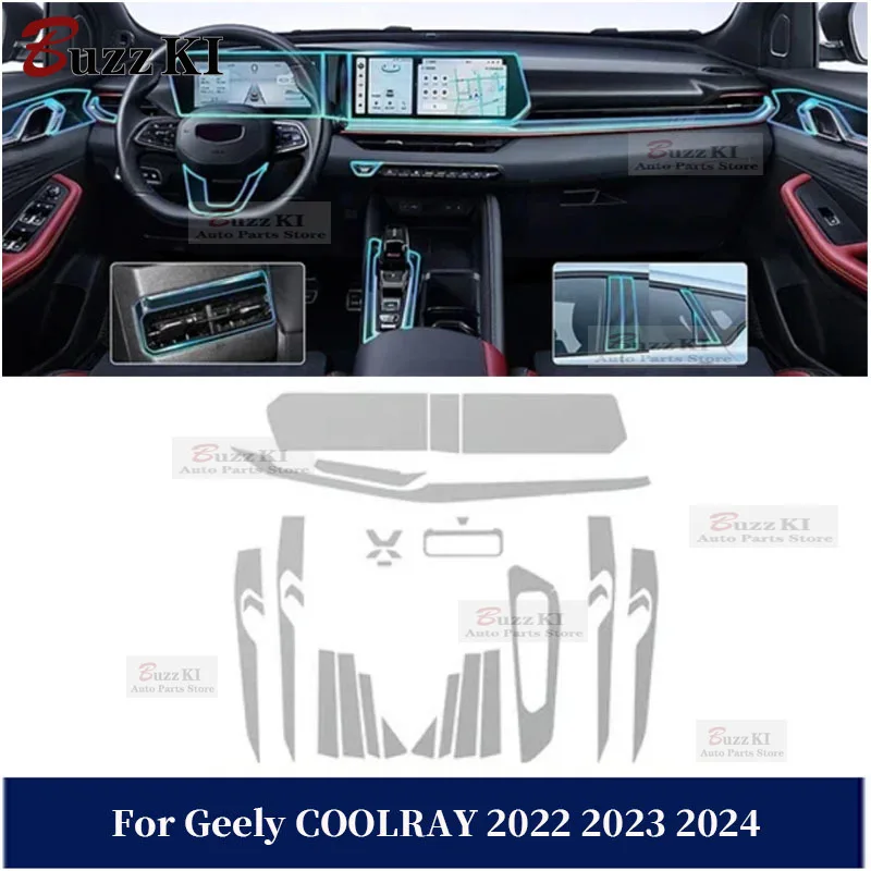 

Защитная пленка из ТПУ для приборной панели и селектора КПП Geely COOLRAY 2022-2024, предварительно вырезанная, для ремонта салона автомобиля, антицарапийная наклейка