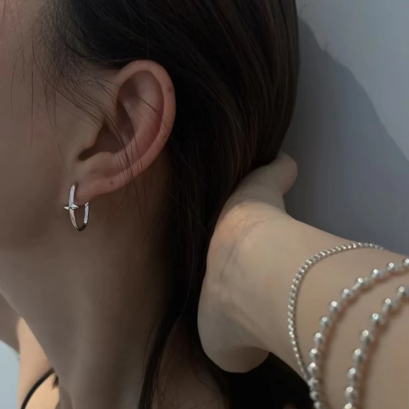 New 925 Sterling Silver Earrings Small Star Earrings Female Charm Jewelry Gift hoop earrings for women