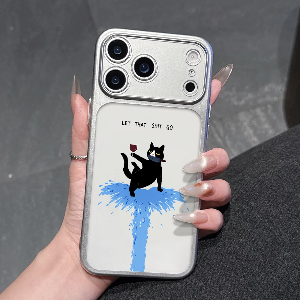 Lustige Schwarze Katze INS Niedliche Hülle für iPhone 13 15 Pro Max Hüllen iPhone 17 12 ProMax 11 14 16 17 Plus 17 Air Mattierte Beschichtung Hülle – Detail 8