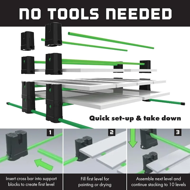 Paint Drying Stand Rack for Cabinet & Full Size Doors, Trim 10-Level Space Saving Portable Adjustable for Interior, Exterior