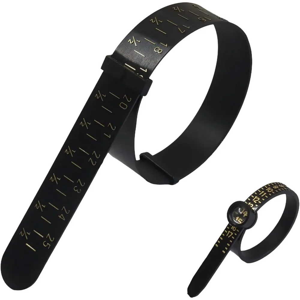 2 Pack PU Jewelry Sizer 10.63 Inch, Finger Sizer with Magnifier 4.5 Inch, for Ring & Bangle Sizing