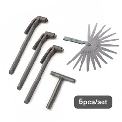 5 unids/set Universal herramienta de ajuste de válvula de motor de motocicleta llave de tornillo de válvula 8mm 9mm 10mm llave tipo T 0,1-2mm medidor de espesores